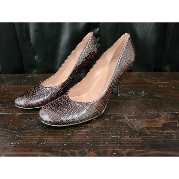 EUC Franco Sarto Galley Brown Leather Croc Embossed/Sz. 8.5M - Picture 1 of 10